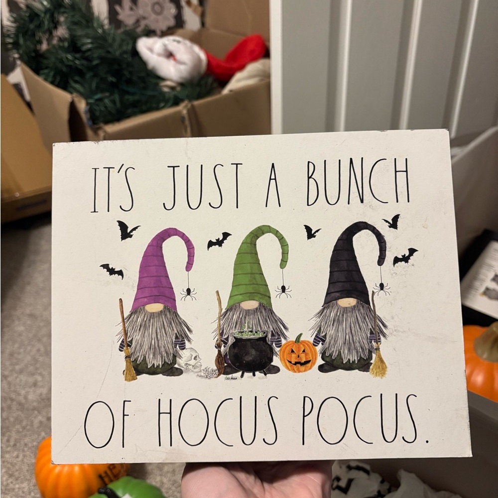 Rae Dunn Halloween Gnome Sign - Purple, Green, Black